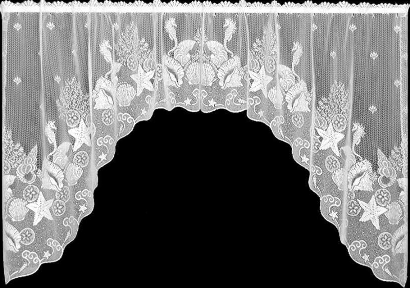 (180cm wide by 90cm drop, White) - Heritage Lace Seascape 180cm Wide by 90cm Drop Swag Pair, White